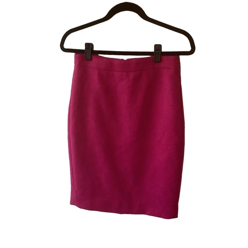 J. Crew Factory Pencil Skirt Size 0 Fuchsia Wool Blend Careerwear Office